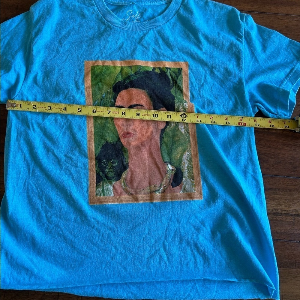 Self Portrait Blue Sky Frida Kahlo with Monkey Short Sleeve Tee Shirt Size Small - Picture 5 of 8